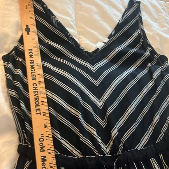 Gap Black Striped Jumpsuit Sleeveless Small Tall Drawstring Waist Viscose - Picture 8 of 15